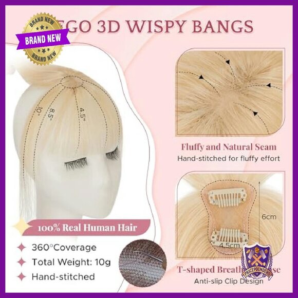 Real Human Hair Clip-In Bangs Topper for Thinning Hair main image 5